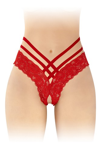 Tanga ouvert anne rouge - ouvert,
