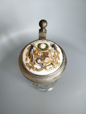 Chope À Bière  Bierkrug XIX ème Couvercle Porcelaine Armoiries Bonn Allemagne