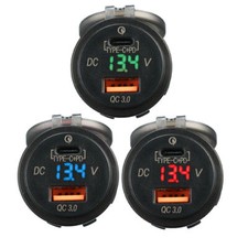 Pour véhicule moteur moto voiture 12V 24V Type C PD + prise chargeur USB QC 3.0