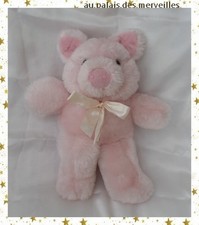 Doudou Peluche Cochon Rose Noeud DE.CAR