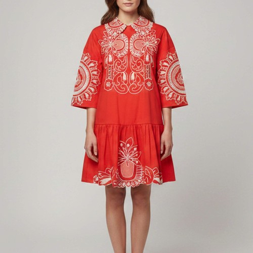 Mini robe rouge volants - volants, en