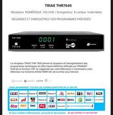 Terminal Décodeur Récepteur 4K UHD FRANSAT TRIAX THR 7640 - Carte FRANSAT