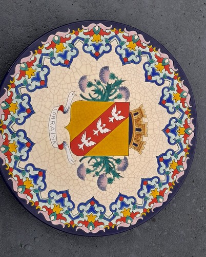 Rare plat longwy - plat, émaux