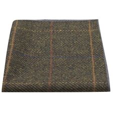 De Luxe Foncé Vert Olive Motif Chevrons Poche Carré , Mouchoir, Tweed