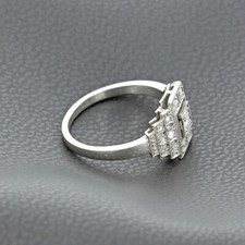 Bague art déco en or blanc 750/ème et platine - B10016