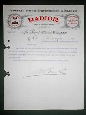 facture ancienne radior orfèvrerie bijoux Ecully M Perret 1924