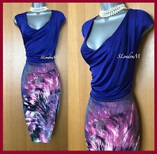 Robe Crayon Stretch Signature Karen Millen En Imprimé Tropical Placé Taille UK 8