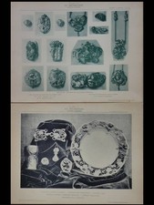 ORFEVRERIE ET BIJOUX ART NOUVEAU, ALBERT MARIONNET - 2 PLANCHES 1901 - OBIOLS
