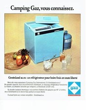 PUBLICITE ADVERTISING 037  1975  Camping Gaz   le réfrigérateur Groenland