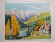 Maurice Ménardeau - gravure tirage ancien En Montagne signée