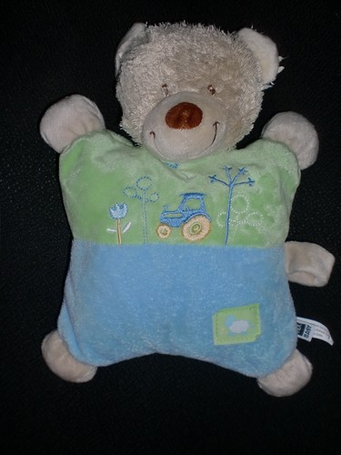 Doudou semi plat ours vert - ours,