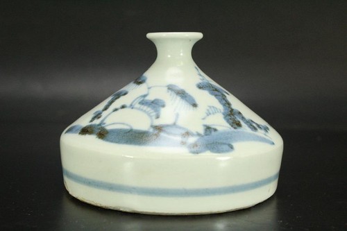Vase japonais bleu blanc - japonais,