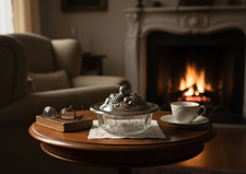 Élégante Bonbonnière Ancienne en Cristal et Métal Plaqué Argent - A détourner...