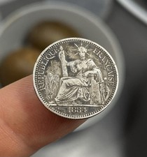Rare. Cochinchine Française. Monnaie 10 Centimes 1884 Argent 510000ex