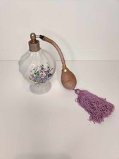 Vaporisateur de parfum ancien, porcelaine fine, motif floral délicat