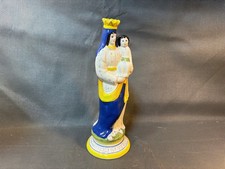 Ancienne statuette Vierge à l'enfant en céramique de Quimper signé HB Henriot