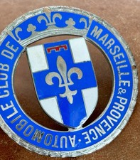 Ancienne Plaque De calandre émaillée 90mm Automobile Club Marseille & Provence