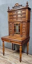 Bureau bonheur du jour a gradin époque Napoléon III en pin vers 1880
