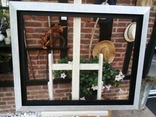 Cadre américain en bois,intérieur noir mat,extérieur blanc strié 92 X 73 CM 30 F