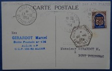 Algérie, carte 1ère liaison aérienne Air France Alger-Fort Polignac, 1954