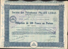 Obligation: TÉLÉPHONES PICART LEBAS (O)