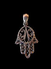 Pendentif Vintage Argent Massif unisexe Main De Fatma Filigrane Ancien
