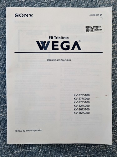Sony trinitron wega owner s - sony,
