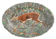 GRAND PLAT EN FAIENCE DE GIEN DECOR RAMBOUILLET SERVICE DE CHASSE