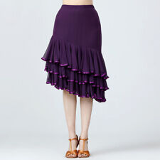 Femme Ruche Danse Jupe Midi Tango Latin Salle de Bal Salsa Maille Élastique