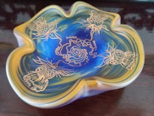 GABRIEL MILESI - COUPE COROLLE en VERRE ou VIDE POCHE décor or signé PEROUGES