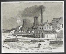 GRAVURE de 1885 - PUITS SAINT PIERRE ET SAINT PAUL HOUILLERE DU CREUSOT  3S312