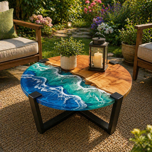 Table basse époxy ocean wave - époxy,