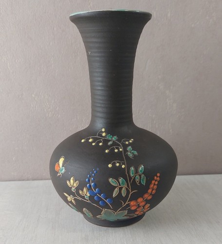 Ancien vase décor fleurs - ancien,
