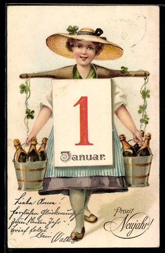 Carte postale femme avec - , deux