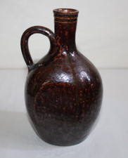 Ancienne bouteille en grès vernissé de La Borne signée illisible