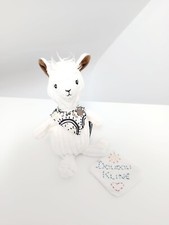 Peluche/Doudou Muchachos Lama Blanc Crème Bandana Marron Noir 23cm - Déglingos