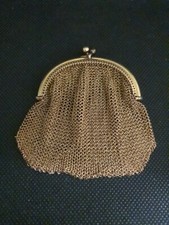 Ancien porte monnaie bourse en maille Plaque Or Fix Ref G209