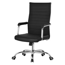 Chaise de bureau ergonomique noire en simili PU pivotante hauteur réglable