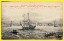 cpa Gravure CHERBOURG au 18e Siècle prise de la RADE TOUR de l'Enceinte Fortifié