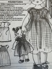 T19 PATRON POUPEE EMILIE  MODES & TRAVAUX ROBE A SMOCKS AVRIL  2005
