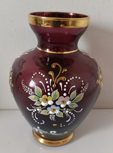 Vase verre murano rouge - vase, en
