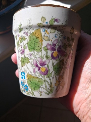 🌺Pot gris moucheté motifs