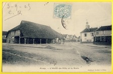 cpa Rare PINEY (Aube) L'HÔTEL de VILLE HALLE Epicerie Mercerie Dock Comptoirs