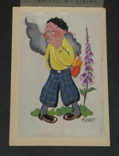 Dessin original à la gouache, maquette carte postale B. Aldebert "La Digitale"