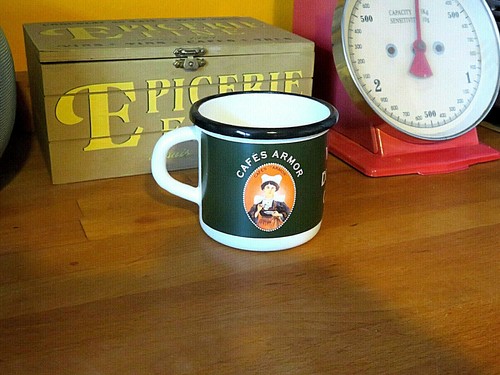 Mug plaque émaillée cafe - mug,