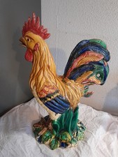 Grand Coq En Faïence H 58cm Barbotine DLG D.Massier Carrier Belleuse ?