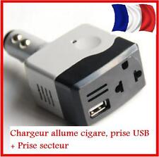 MICRO MINI CHARGEUR VOITURE ALLUME CIGARE USB  IPHONE SECTEUR  CONVERTISSEUR