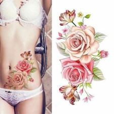 5X Sexy 3D grande fleur rose étanche tatouage temporaire autocollants bras corps