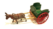 * chariot charrette attelage ferme âne mule mulet  plomb Britains England - rare