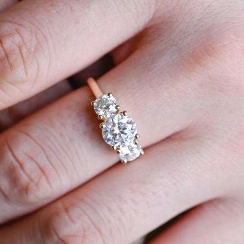 Bague moissanite 925 argent - or,